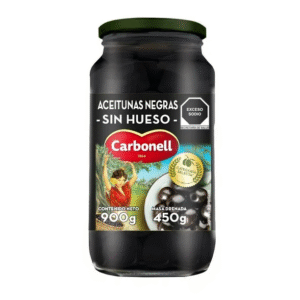 ACEITUNA NEGRA CARBONELL SIN HUESO FRASCO DE 900 GR.