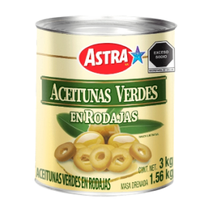 ACEITUNA VERDE REBANADA ASTRA DE 3KG